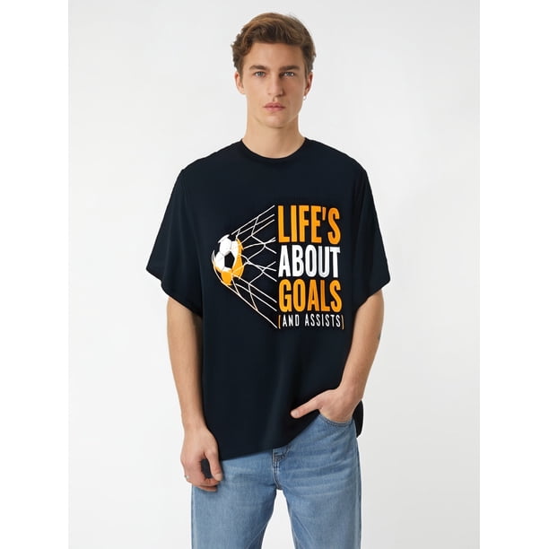 Playera Para Hombre - T-shirtSoccer Shirt for Boys | 'Life's About Goals' | Boys Soccer T-Shirt Tee For Adult, Men, Women, Teen, Teenager, Adolescent, YouthFather's Day, Mother's Day, New Year, Spri
