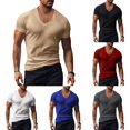 thumbnail image 6 of Mens Short Sleeve Muscle T Shirt Tops V Neck Blouse Tees Fitness Bodybuilding, 6 of 10