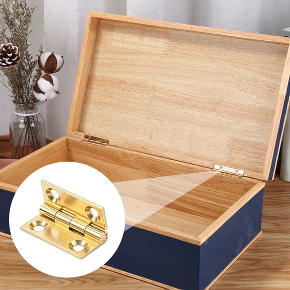 Butt Hinge for Wooden Box 1 Inch Brass Hinges, Small Cabinet Folding Craft Hinges with Screws for Jewelry Boxes and Dollhouses