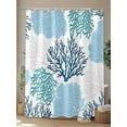 thumbnail image 4 of Teal Blue Coral Shower Curtain, Coastal Nautical Ocean Beach Bathroom Decor Curtains Set with Hooks, Waterproof Fabric Home Accessories， 72 X 78 Inch Long, 4 of 6