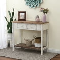 thumbnail image 3 of HomeStock Retro Relaxation Distressed White And Wood 2-Drawer 1-Shelf Console And Entry Table, 3 of 10