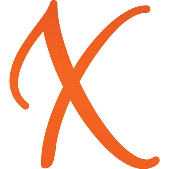 Decorative Acrylic Letter, Custom Blank X Script, 8'' Tall Fluorescent Orange Alphabet