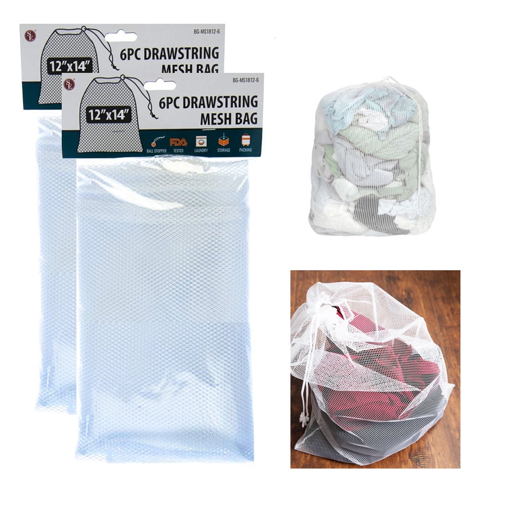 12X Drawstring Mesh Laundry Bag Storage Wash Clothes Hamper Heavy Duty