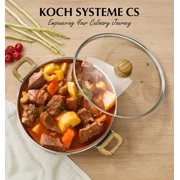 Koch Systeme CS 12 inch Stainless Steel Deep Sauté Pan with Bakelite Handles, Deep Frying Pan with Lid, Suitable for All Stoves