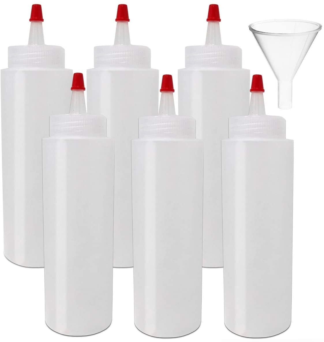 Pixiss Tie Dye Squeeze Bottles 8Ounce 6Pack and Funnel For Creative