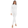 thumbnail image 6 of renvena Women's High Neck One Piece Unitard Bodysuit Long Sleeves Turtleneck Full Jumpsuit Leotard White S, 6 of 7