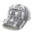 thumbnail image 4 of 2 Pack Denim Baseball Cap for Men Women Ripped Sun Protection Snapback Hats Unisex Couples Vintage Washed Solid Color Breathable Streetwear Ball Hat, 4 of 7
