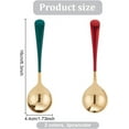 thumbnail image 2 of 1box 6 Pcs 2 Colors Soup Spoons Stainless Steel Round Head Spoon with Red or Green Handle Metal Teaspoon Soup Spoons Tableware for Stirring Mixing Sugar Dessert Coffee, 2 of 7