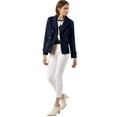 thumbnail image 3 of INSPIRE CHIC Women's Winter Worsted Notched Lapel Double Breasted Short Peacoat, 3 of 6