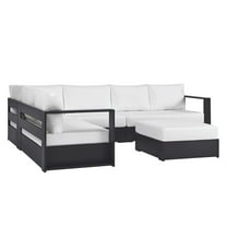Modway Tahoe Outdoor Patio Powder-Coated Aluminum 5-Piece Sectional Sofa Set in Gray White