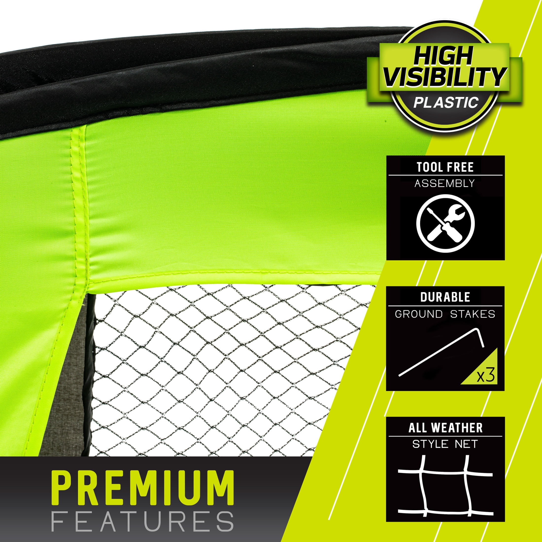 Franklin Sports Blackhawk Junior Pop Up Soccer Goal - Mini Folding Backyard Soccer Goal Net - Portable Indoor + Outdoor Training Equipment for Adults + Kids - 51" x 38" - Optic Yellow