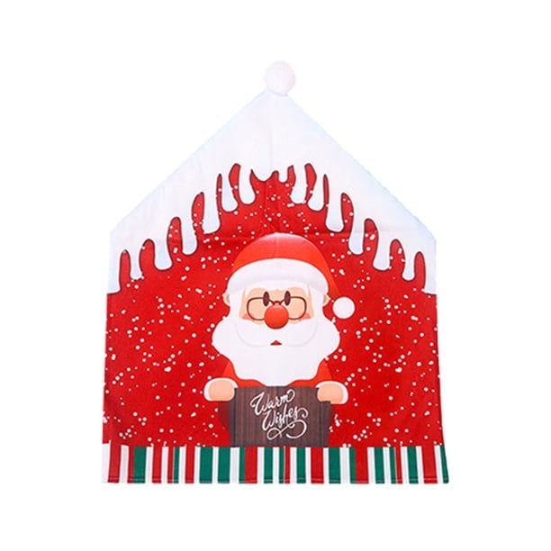 Inteprter Sombrero de Navidad Funda para silla Impresión de dibujos animados Sala de estar Comedor Arreglo Suministros Papá Noel Elk Muebles Funda para Kits de decoración para fiestas Papá Noel Inteprter HA069379-01