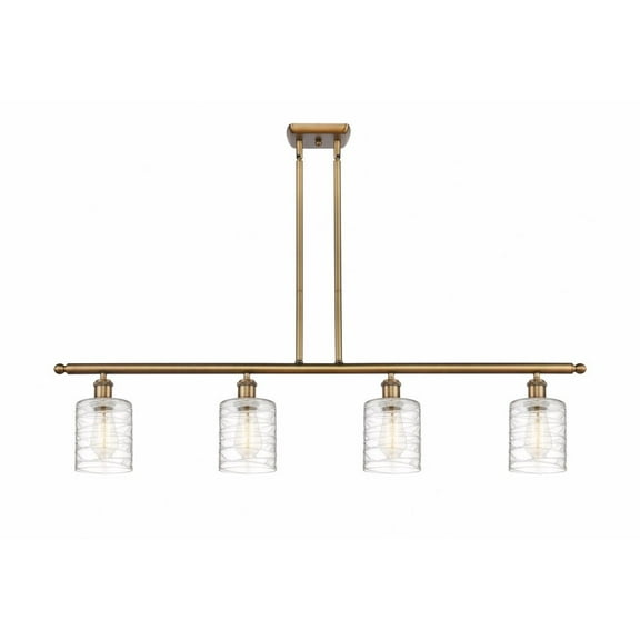 516-4I-BB-G1113-LED-Innovations Lighting-Cobbleskill - 4 Light Island In Art Nouveau Style-10 Inches Tall and 48 Inches Wide Brushed Brass Clear