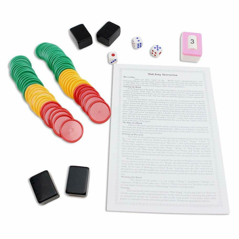 A32EVA-3 Chinese Numbered Large Acrylic Tile Mahjong Travel Set 144 Black majong