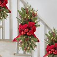 thumbnail image 3 of Nvzi-a 1pcs Cordless Stairway Trim,Christmas Swag Wreath Hanging Teardrop Swag Staircase Swag Holiday Xmas Decoration,A, 3 of 4