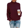 thumbnail image 1 of Suéteres de cuello alto de manga larga para mujer 2023 y2k, jersey holgado de color sólido, tops de talla grande, suéter de punto de cuello alto, ropa de mujer, 1 of 5