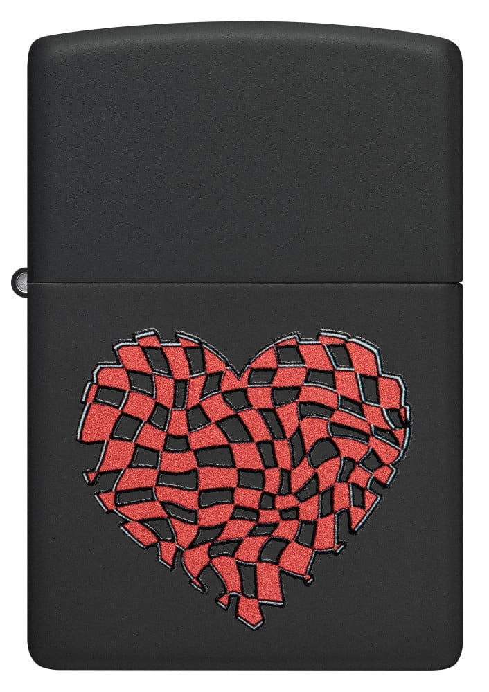 Zippo Heart Design Black Matte Pocket Lighter