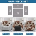 thumbnail image 5 of SCRAWLGOD Cow Print Brown Beige Recliner Slipcover Stretch Reclining Chair Covers Recliner Chair Covers with Storage Pocket Furniture Protector 4 Pieces Sofa Cover Prevent Stain, 5 of 7