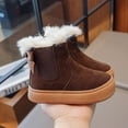 thumbnail image 5 of Comfy Girls' Fuzzy Ankle Boots Fleece Lined Slip-On Boots Soft Sole Thicken Flatform Comfortable Footwear Fashion Footwear Fleece Lined Thermal Footwear Fashion Shoes, 5 of 7