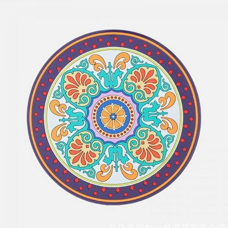 

Big promotion!!Bohemia Patterned Round Silicone Insulation Table Mat Family Office Anti-skid Cup Coaster Pot Holder Kitchen Dining Table Decor