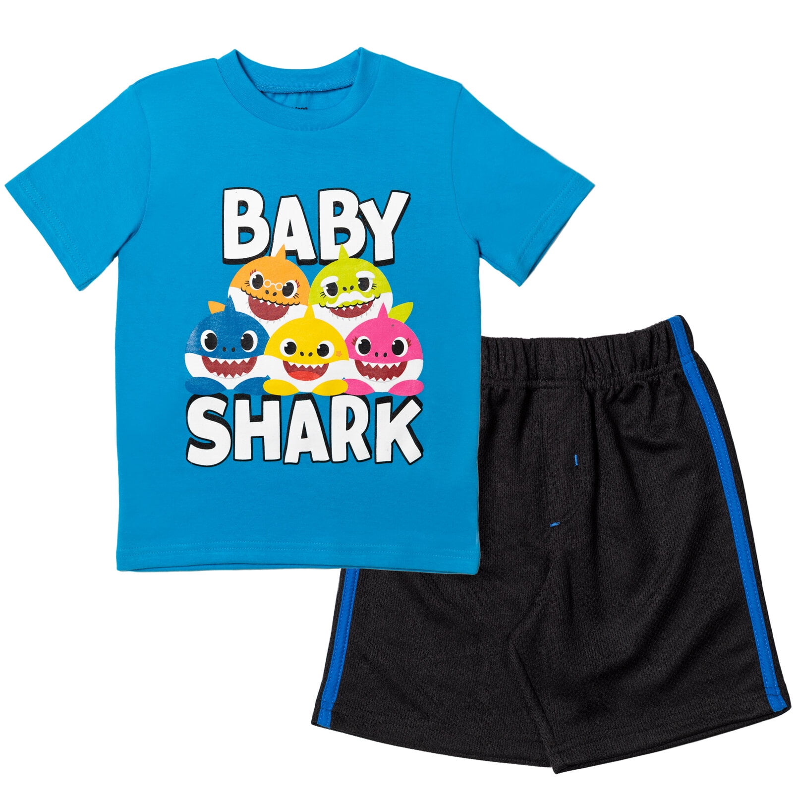 Babyhug Sleeveless Shark Print T-Shirt & Shorts - Blue