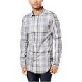 thumbnail image 2 of Camisa con Botones Calvin Klein Highland Plaid para hombre gris mediano, 2 of 2
