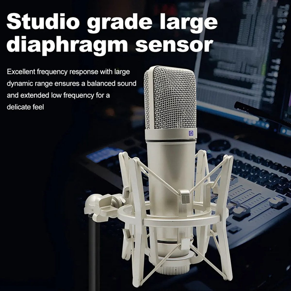Metal Professional Condenser Microphone Studio Microphone for Computer Gaming Recording Singing Podcast Sound Card