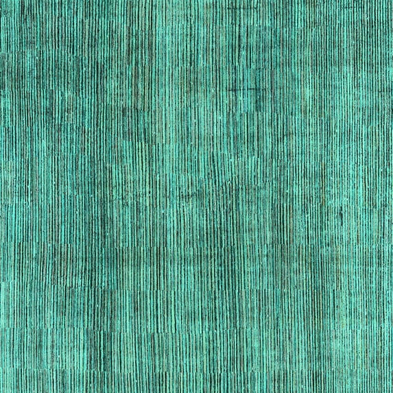 Ahgly Company Machine Washable Indoor Square Abstract Turquoise Blue Modern Area Rugs, 3' Square