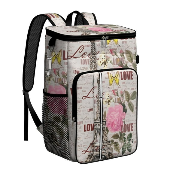 Paris Vintage Travel Cooler Backpack, Insulated and Leakproof Cooler Bag for Women, Ideal for Adventures, Journeys, and Trips
