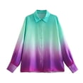 thumbnail image 4 of Summer New Tie Dye Printed Silk Satin Textured Satin Shirt for Women - Picture Color 2-S, 4 of 5