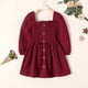 thumbnail image 2 of Vestido Happy Town para niña pequeña, manga larga, algodón, rojo 2-3T, 2 of 7