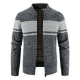 thumbnail image 3 of IYTR Men's Winter Color Block Knitted Zipper Cardigan Sweater Warm Long Sleeve Outwear Coat with Pockets Dark Gray XL, 3 of 5