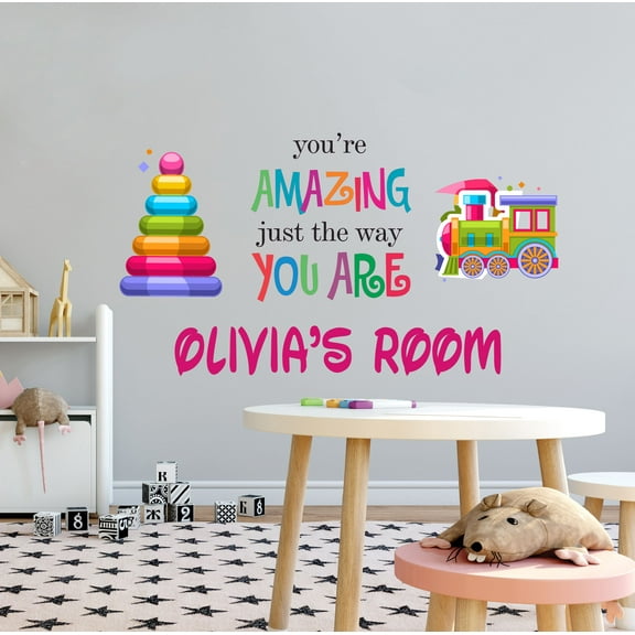 KIDS TOYS - Home Art Multicolored Children's Toys Decoration You Are Amazing Just The Way You Are Quotes Design Kids Room Customized Name Vinyl Wall Decal Sticker 10" x 6"