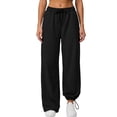 thumbnail image 2 of Drawstring Wide Leg Pants for Women Ghalytn Elastic Waist Sweatpants - Adjustable Hem Casual Jogger Trousers, 2 of 5