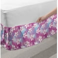 thumbnail image 2 of Nature Bed Skirt, Floral Theme Botanical Motifs Frangipani Hibiscus Flowers Demonstration, Elastic Bedskirt Dust Ruffle Wrap Around for Bedding Decor, 4 Sizes, Hot Pink and White, by Ambesonne, 2 of 2
