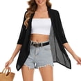 thumbnail image 4 of Abomasnow Women's Open Front Cardigans 3/4 Length Sleeve V-Neck Lightweight Jackets Casual Soft Summer Beach Vacation Cardigans, 4 of 9
