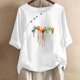 thumbnail image 3 of Blusas de Manga Corta para las Mujeres Impresas Cuello Redondo Camiseta Casual, Blusa de Algodón de Imitación para las Mujeres, 3 of 4