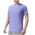 thumbnail image 2 of pstuiky camisetas para hombre, Blusa deportiva informal de color liso con cuello redondo y manga corta elástica para hombre camisas casuales para hombre xl, 2 of 6