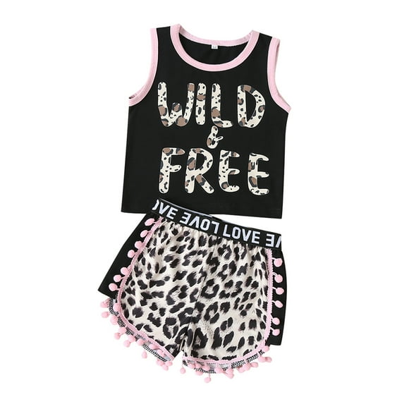 Toddler Girls Summer Sleeveless Crew Neck Vest Tank Tops Shorts Set Outfits