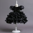 thumbnail image 5 of WMQPNNS Girls Sequined Party Ball Dress Black Dress for Age 9-10 Years Ruffle Tiered Tutu Dress with Big Bow Headband Wedding Birthday Party Prom Dress, 5 of 8