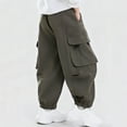 thumbnail image 7 of Spazoro Boys Cargo Pants, Baggy Multi-Pockets Elastic Waist Solid Color Cotton Jogger Pants for Kids Army Green Size 7, 7 of 7