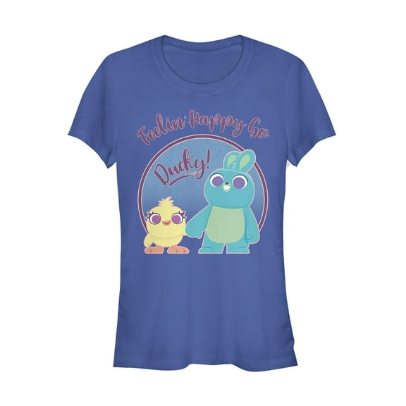 Junior's Toy Story Ducky & Bunny Feelin' Happy  Graphic Tee Royal Blue Medium