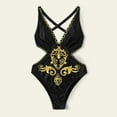 thumbnail image 2 of Gibobby Bañador de una pieza Bañador con estampado de monokini cruzado barroco, bañador Criss, conjunto de Tankinis para mujer en la playa(Negro,XL), 2 of 5