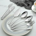 thumbnail image 4 of Mirdinner Serving Utensils Set, 18 Pcs Stainless Steel Serving Utensil with Serving Spoon/Slotted Spoons/Serving Forks/Serving Tongs/Pie Server/Butter Knife, Mirror Polished, Dishwasher Safe, 4 of 7