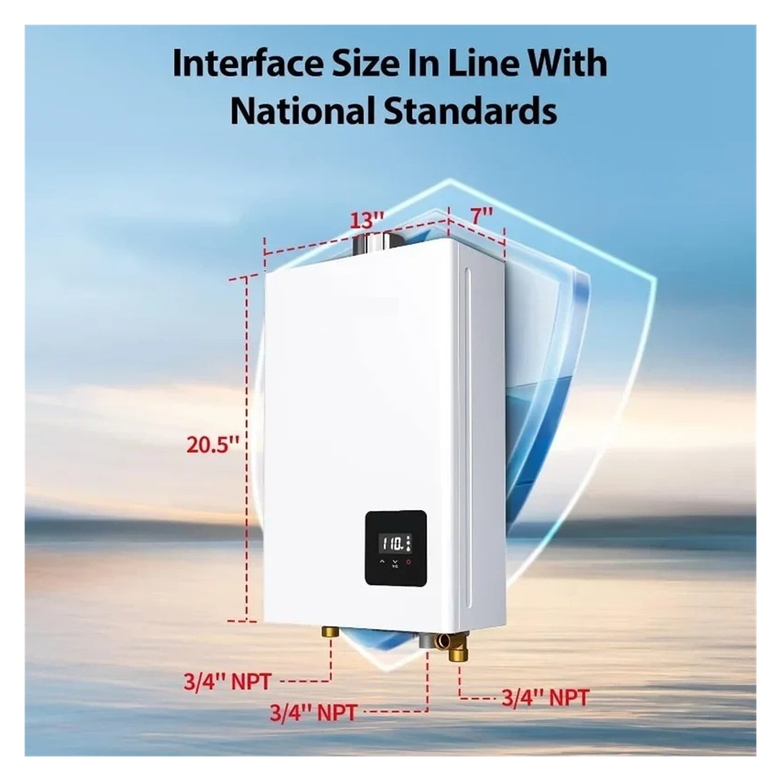 Propane Gas Tankless Water Heater 3.6 GPM, Indoor Installation Instant Hot Water Heater, Tankless Electric Water Heater ,Safety Protections