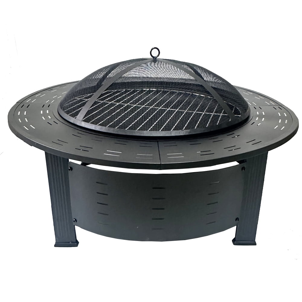 Segmart Round Fire Pit,37'' Outdoor Fire Pit Table for Stove Cooking Tea Barbecue,Smokeless Charcoal Grill Rack Heating Brazier for Patio Courtyard
