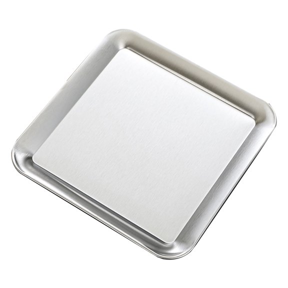 Kitchen Storage Square Stainless Steel Serving Platter, Premium Silver Food Tray for Home, Parties, Weddings with Attractive Dish Shape, Durable Material, and - Design
