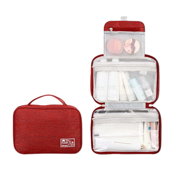 Large Hanging Travel Cosmetic Organizer Bag for Full Size Toiletries and Makeup Accessories with Durable Water Shampoo Container