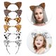 thumbnail image 3 of Lurrose - 6 diademas con orejas de gato de peluche con diseño de leopardo, accesorio para el cabello para fiestas, disfraces y más, 3 of 7