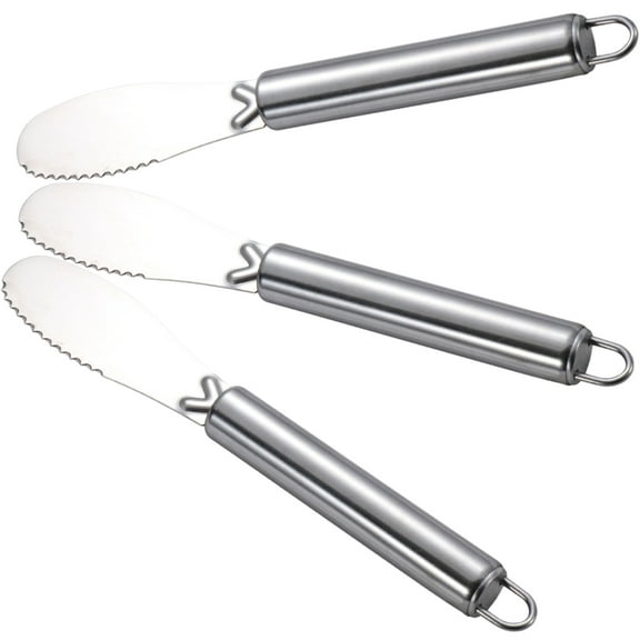 3 Pcs Stainless Steel Butter Knife Spreaders Peanut Metal Scraper Tool Condiment